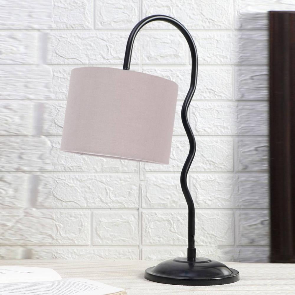 Grey cotton Zig Zag Curvy table lamp with Iron Base (SP28) - Devansh