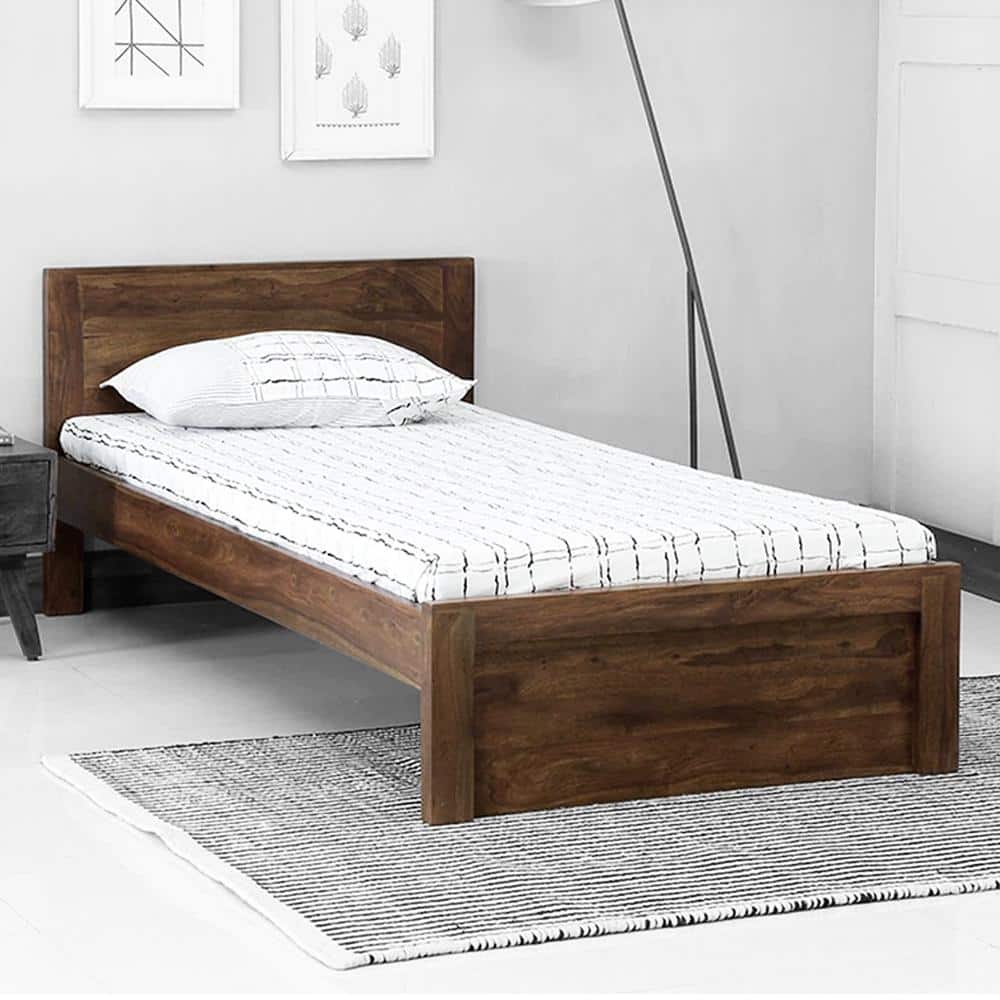 Monarch Solid Wood Single Size Non Storage Bed in Teak Finish