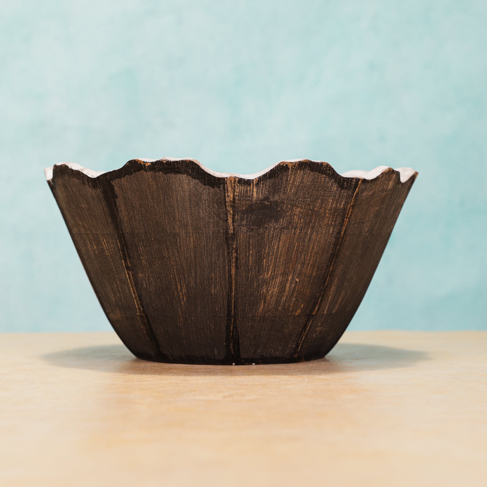 Ireka Home Celest Mango Wood Serving Bowl with Enamel