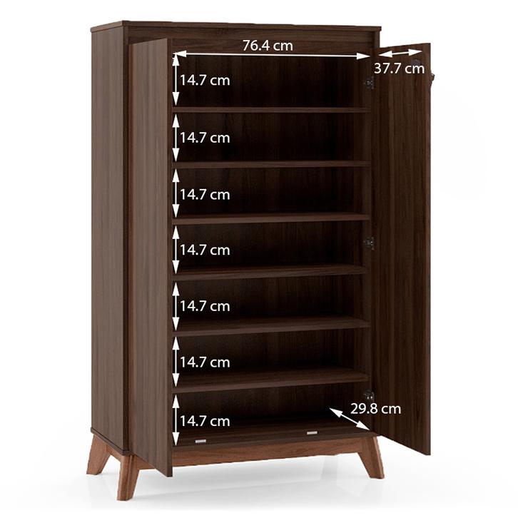 Webster 24 Pair Shoe Rack in Walnut Finish