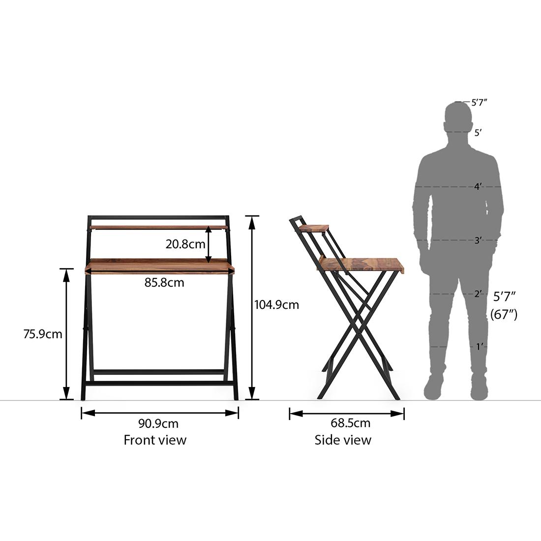 Bruno Solid Wood Study Table in Teak Finish
