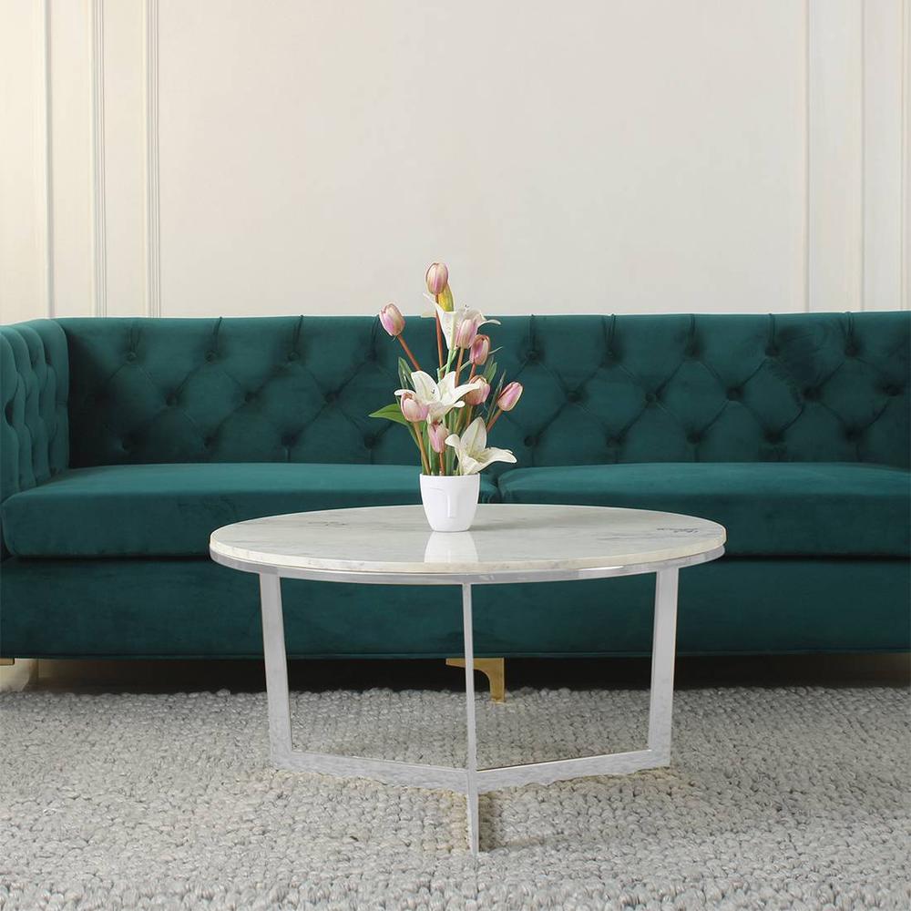 Hammond Marble Coffee Table In Chrome Finish