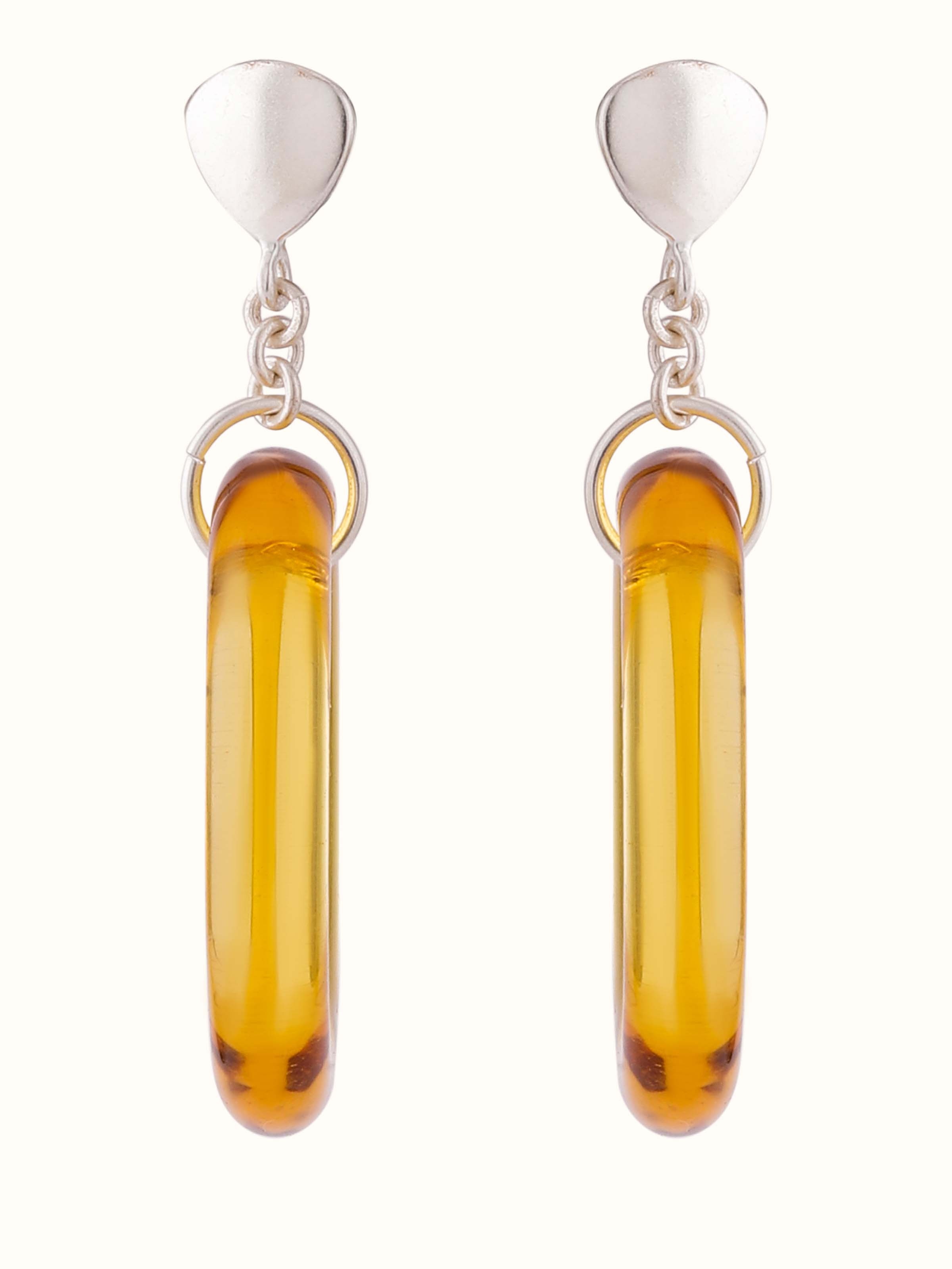 Silver Flame Glass Drop Earrings