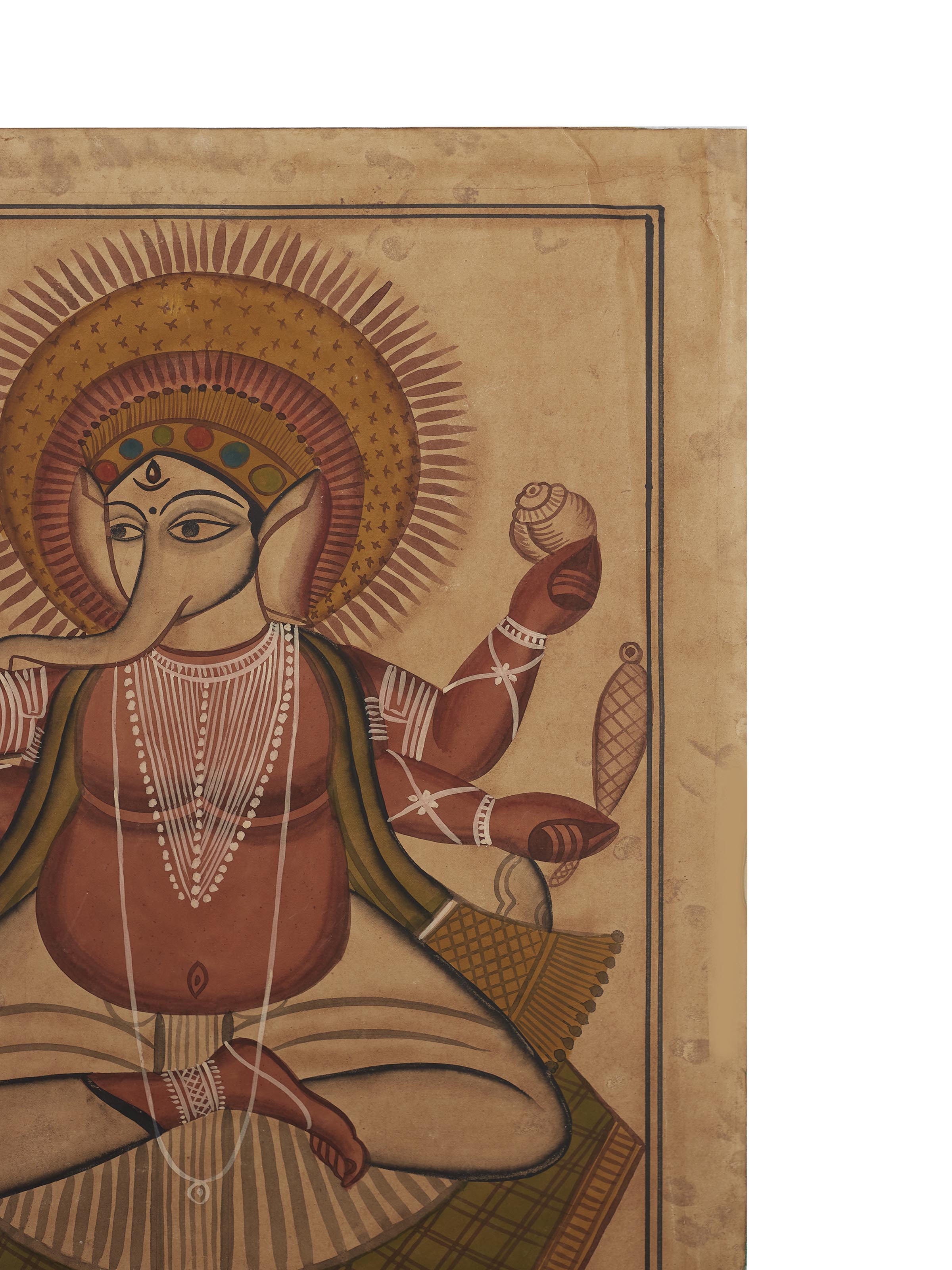 Lifestyle view of Man Woman Fan Kalighat Painting