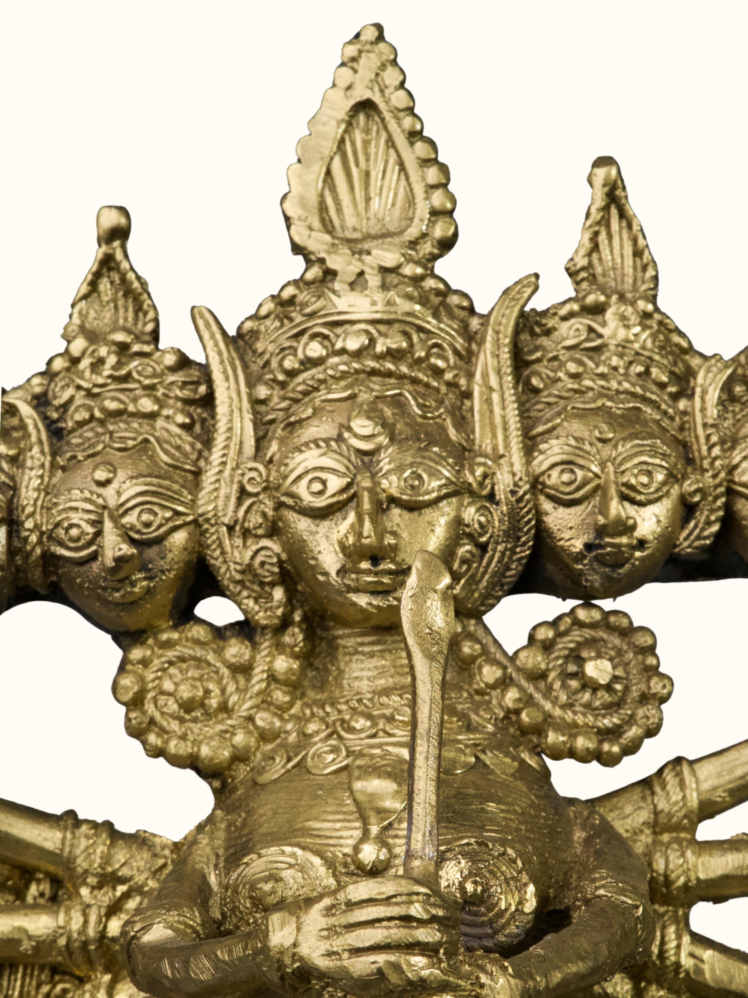 Detail shot of Dhokra Brass Goddess Devi Idol