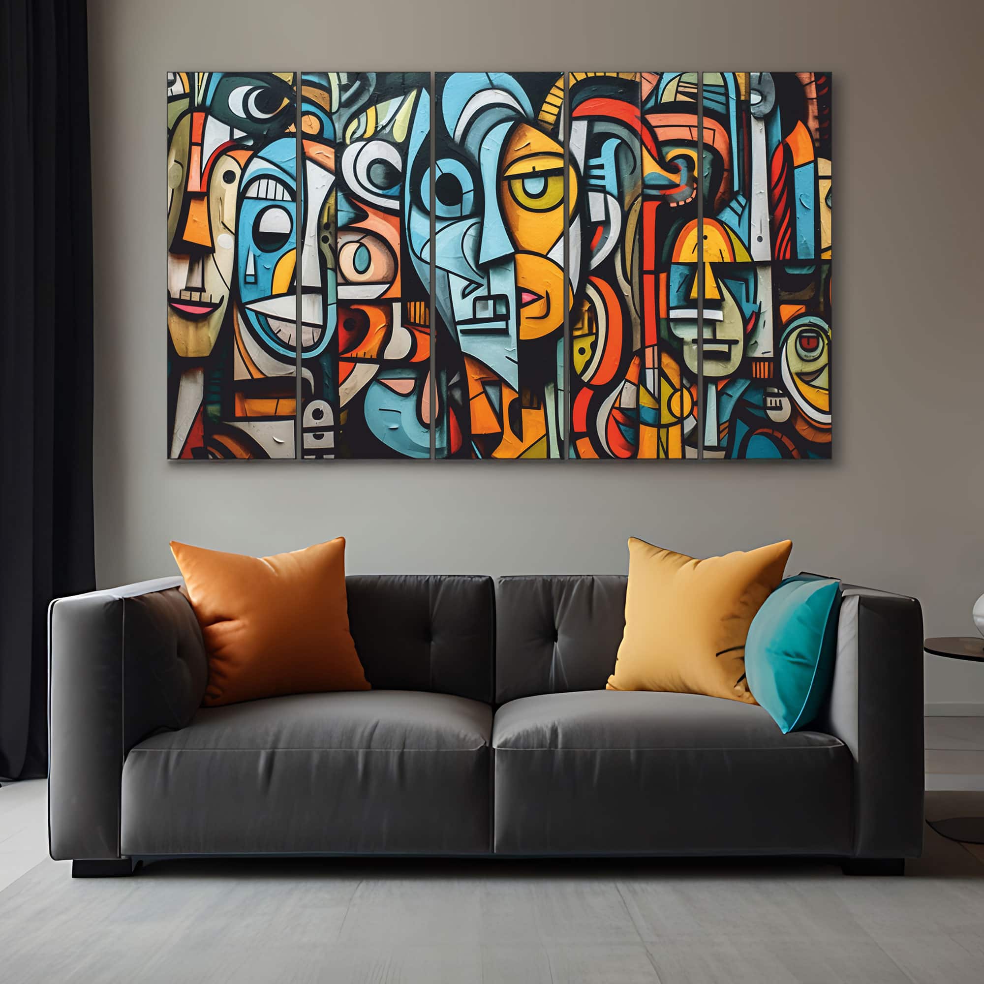 The Castle Decor Brick Lane Graffiti Wall Art Set of 5 27x48 Inch - The Castle Decor