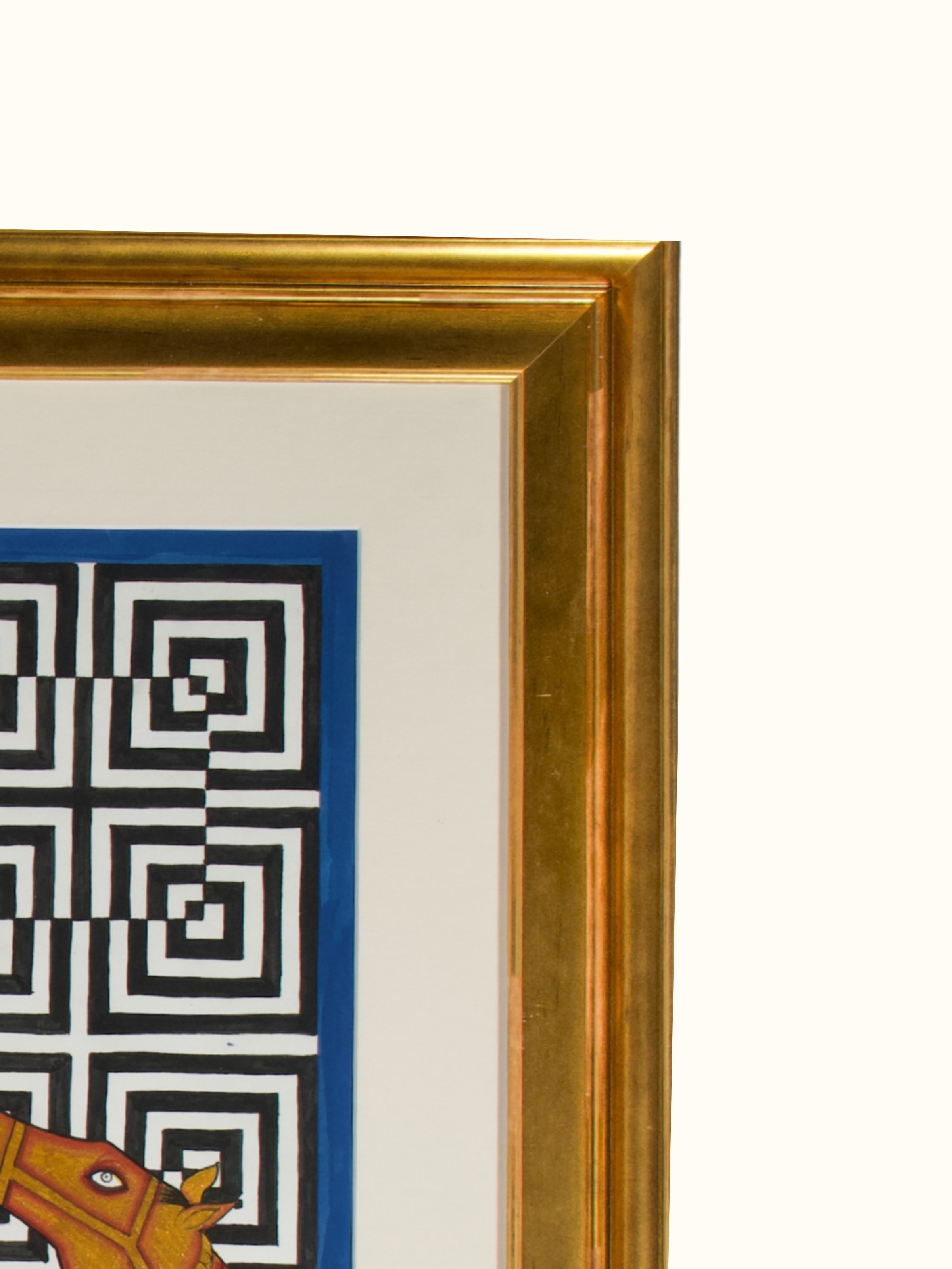 Horses Pair Geometric Illusion Pichwai Painting