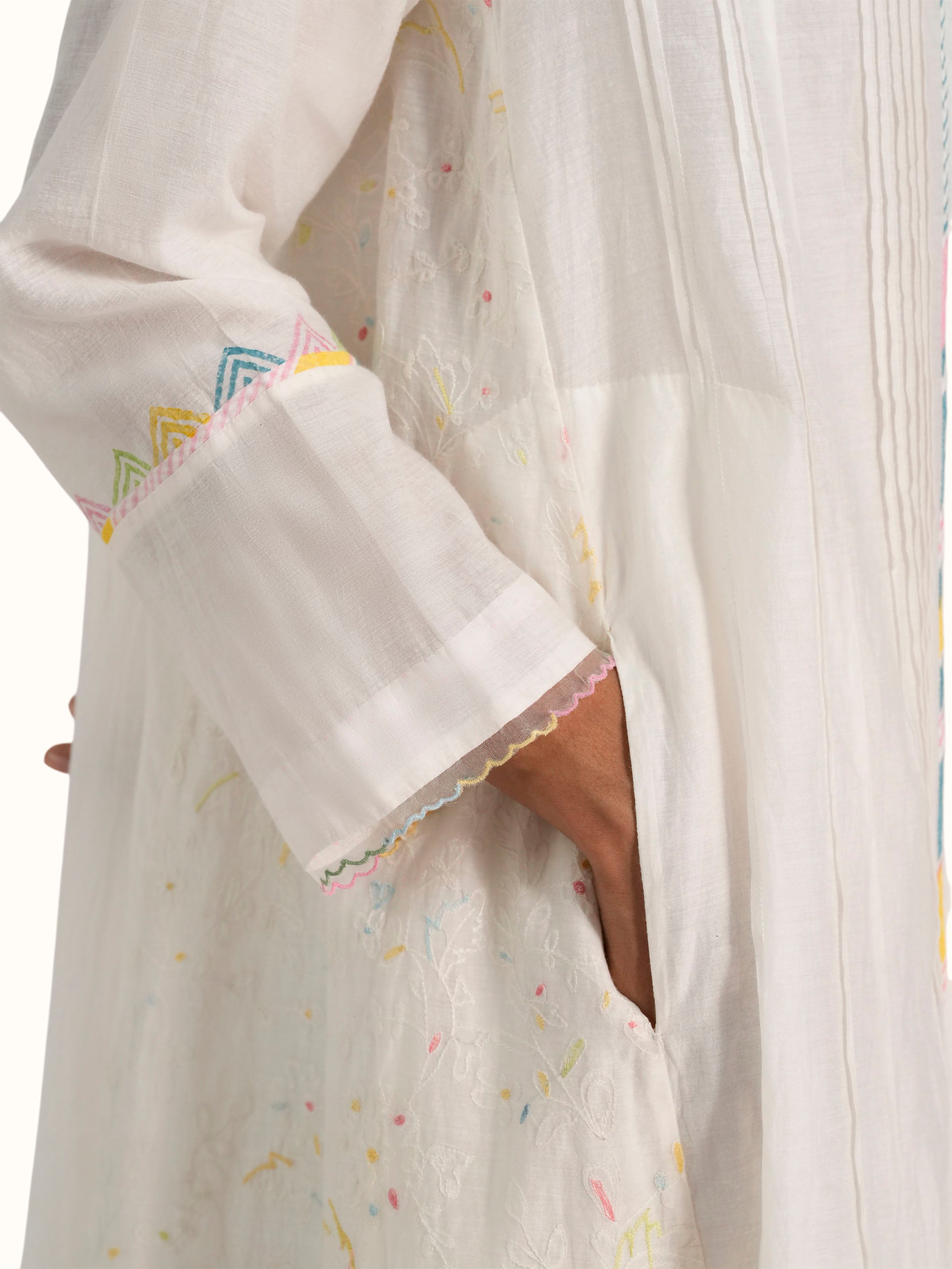 Off-white Cotton Silk Handloom Kurta Set