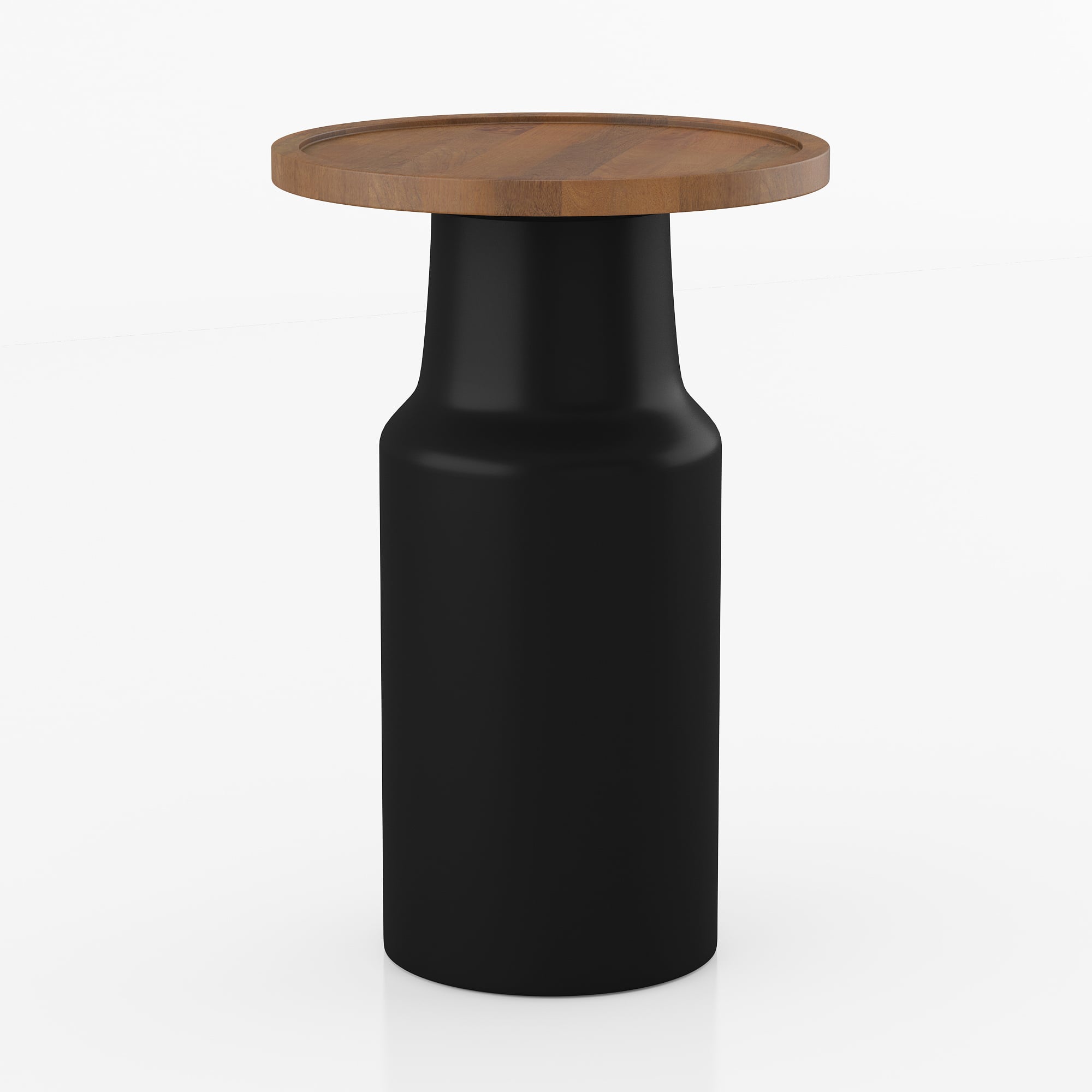 Toro Solid Wood Side Table In Dual Tone in Amber Walnut And Black Finish