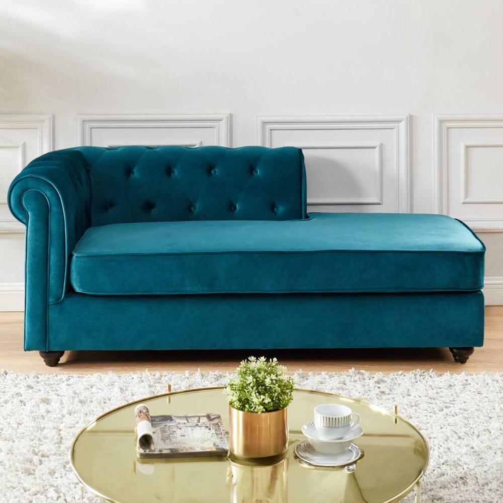 Ease Velvet Chaise Lounger in T Blue Colour - Home Lifestylez