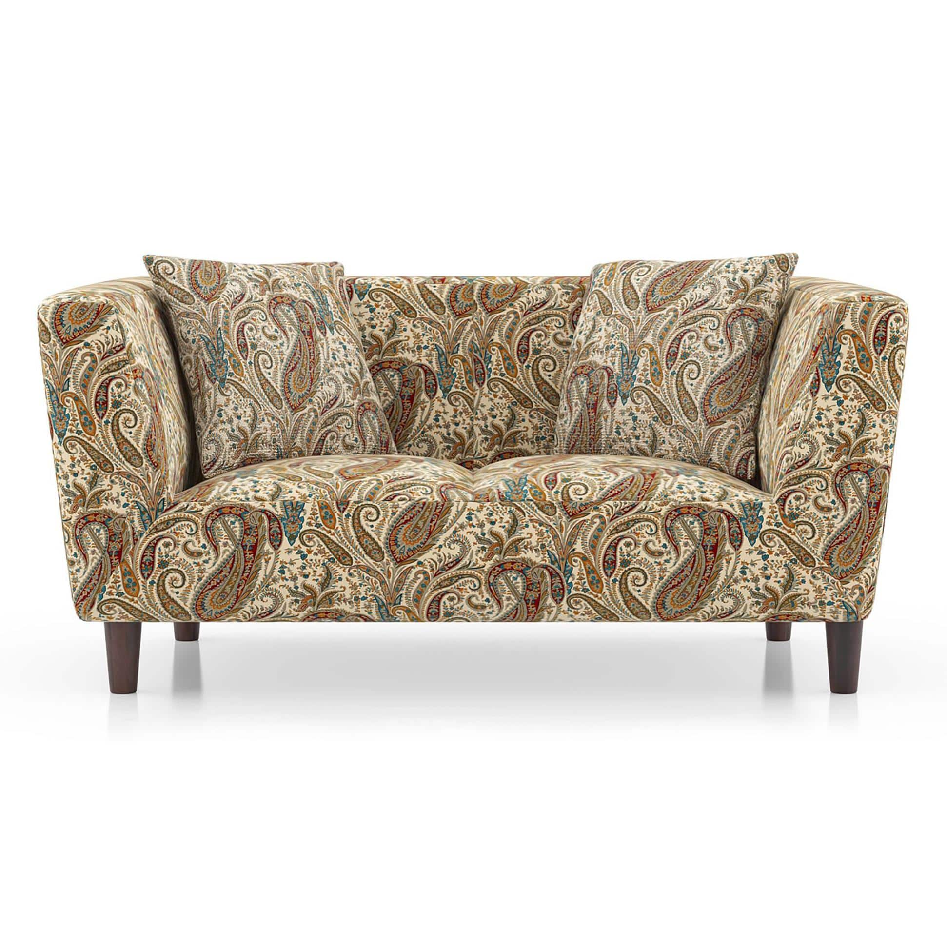 Janet 2 Seater Fabric Loveseat In Amru Paiseley Colour