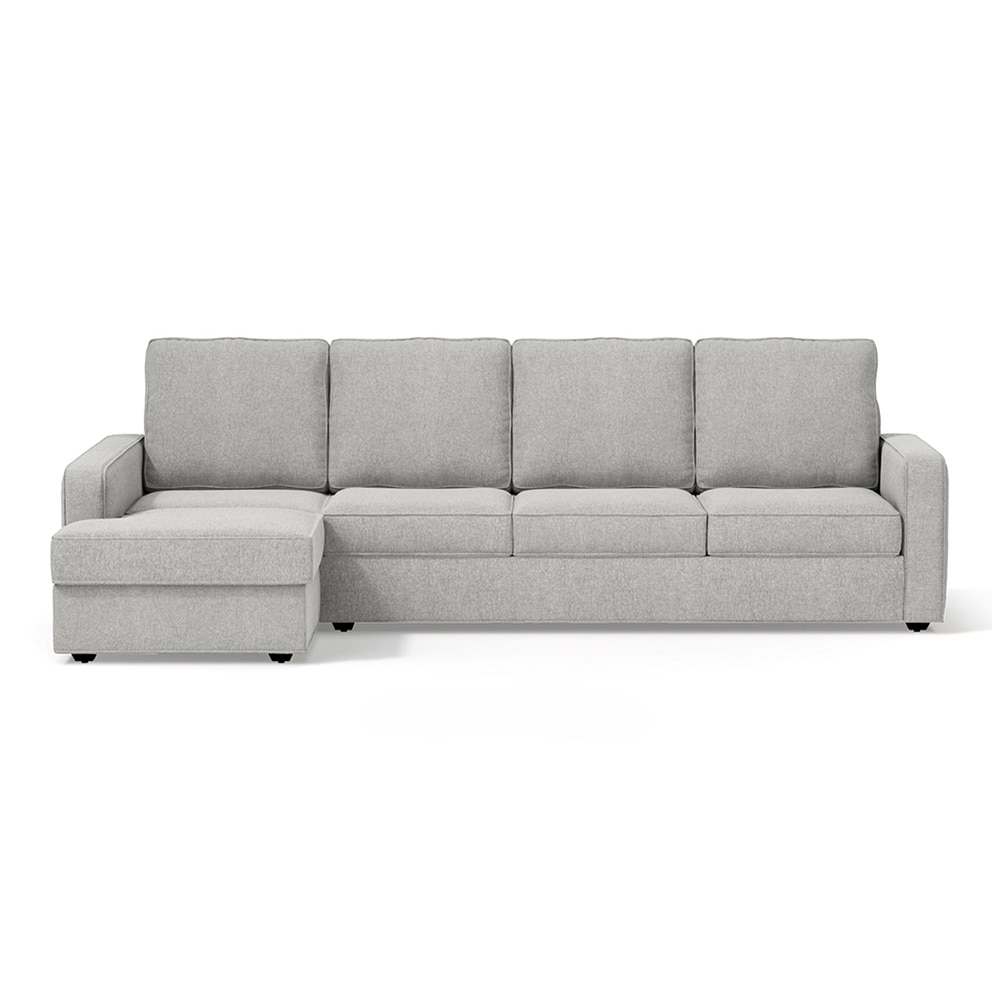 Apollo Sofa (Colour : Vapour Grey, Cushion : Hard, Back Type : High Back, Seating Capacity : Left Aligned 3 Seater + Left Aligned Chaise) - Urban Ladder