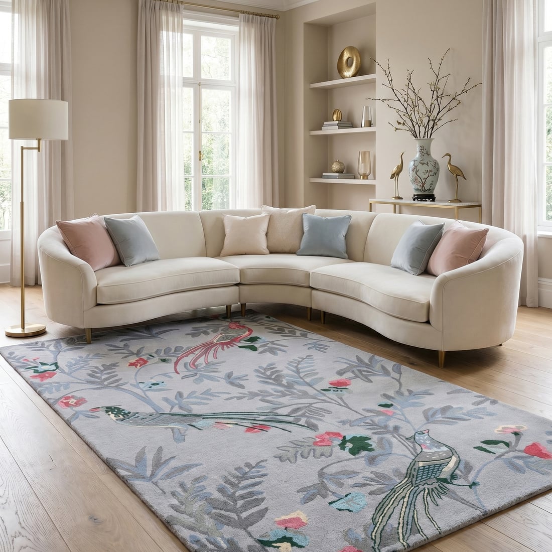 Jaipur Rugs Botanical Wool And Viscose And Polyester 5x8 Feet Hand Tufted Rug Carpet