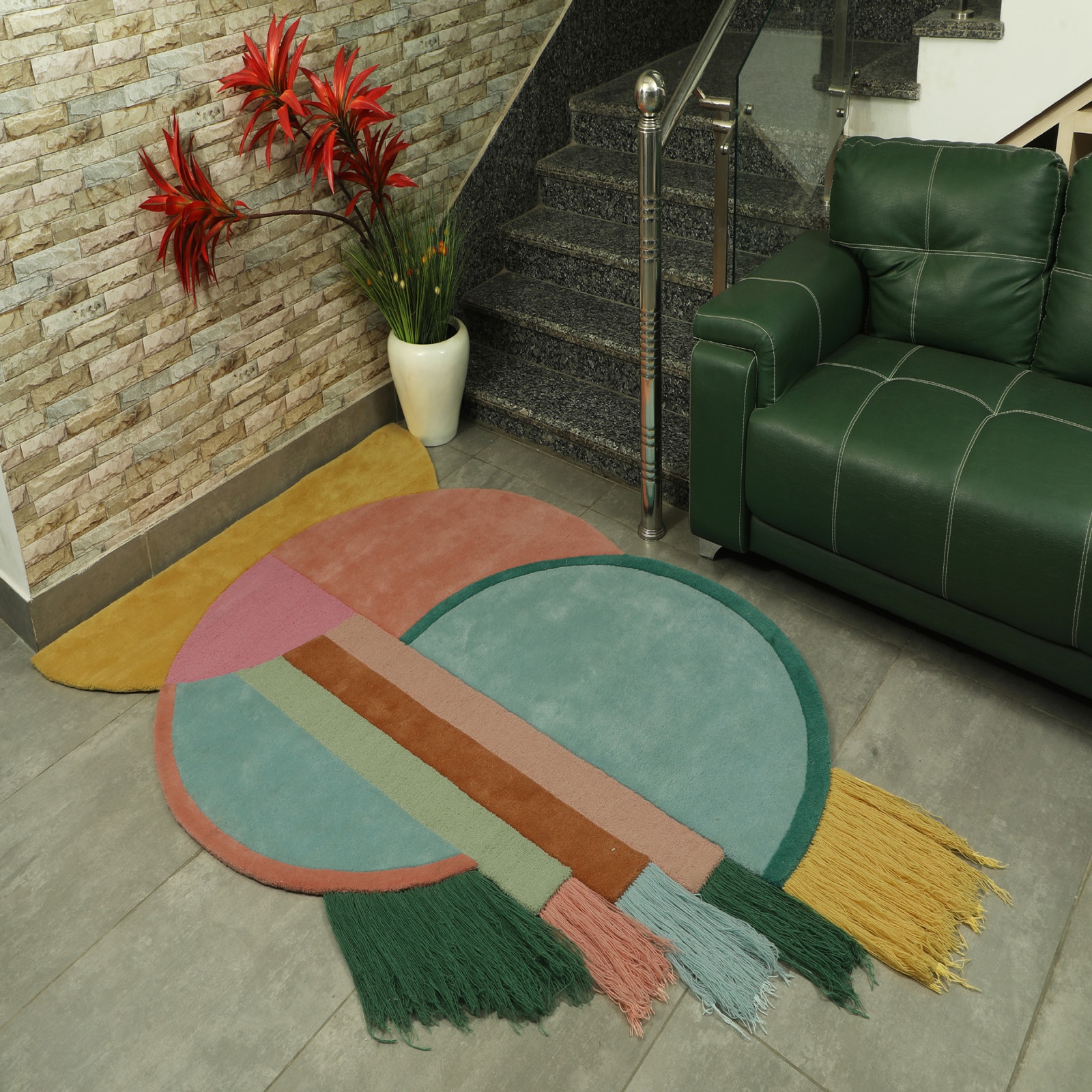 Milot-2 WoolRectangle Carpets Hand Tufted in Rust Orange Colour
