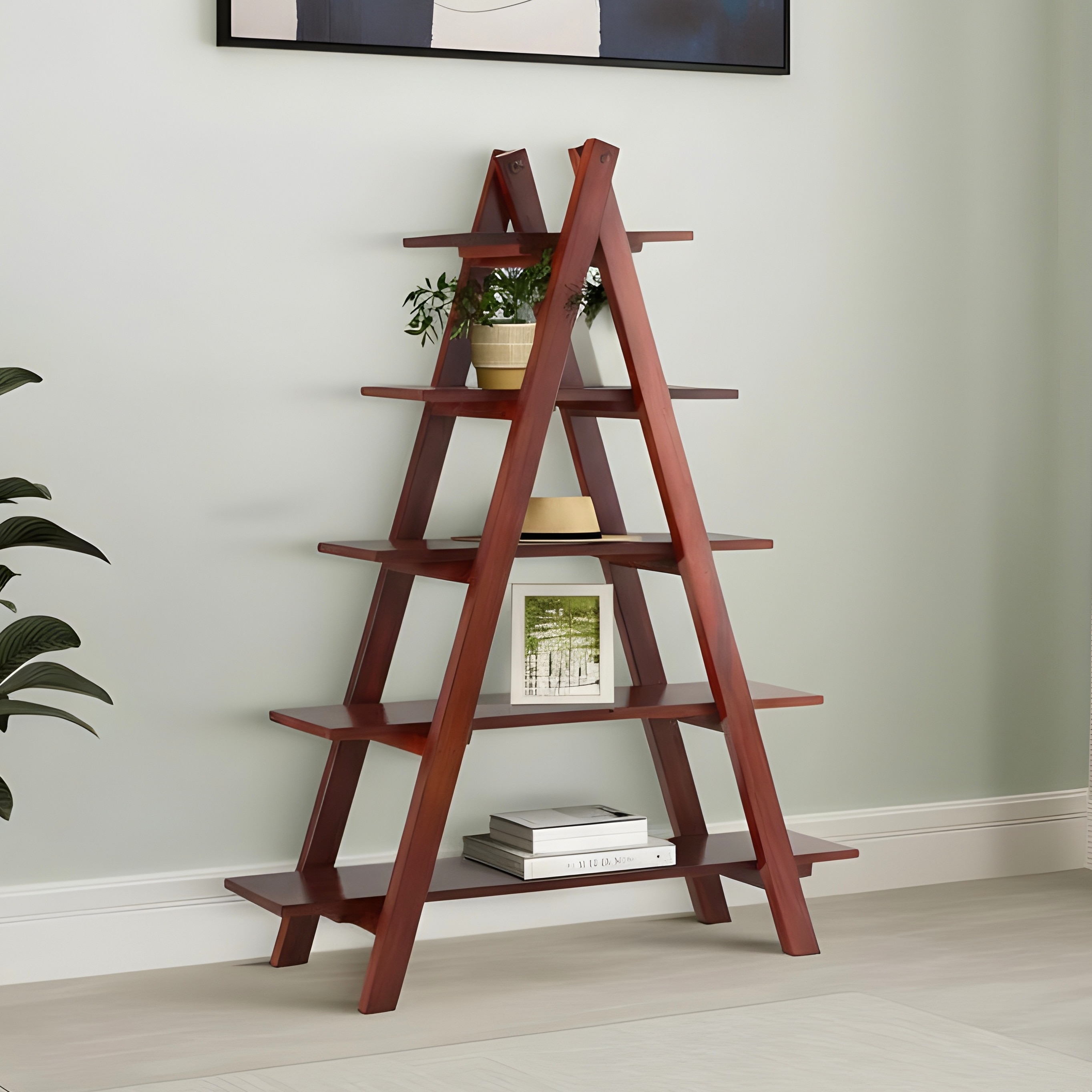 Ikiriya Sheesham Wood Accent Book Shelf Showcases in Honey Finish