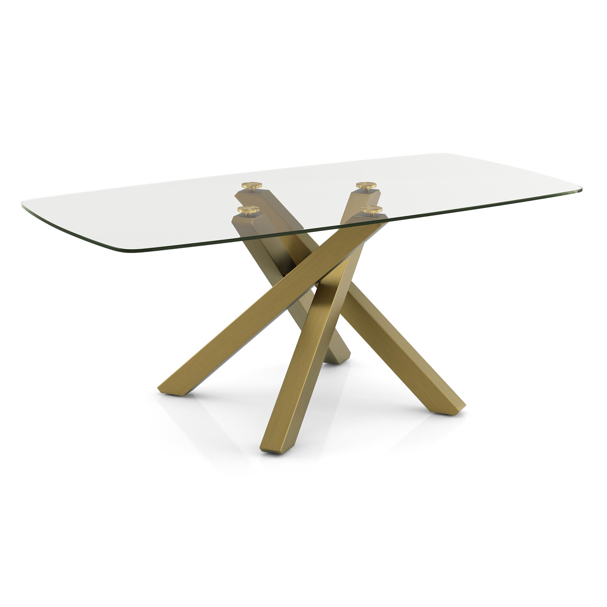Zaida 6 Seater Dining Table With Set Of 6 Bren Swivel Dining Chairs (Colour- Ivory, Finish- Glass)