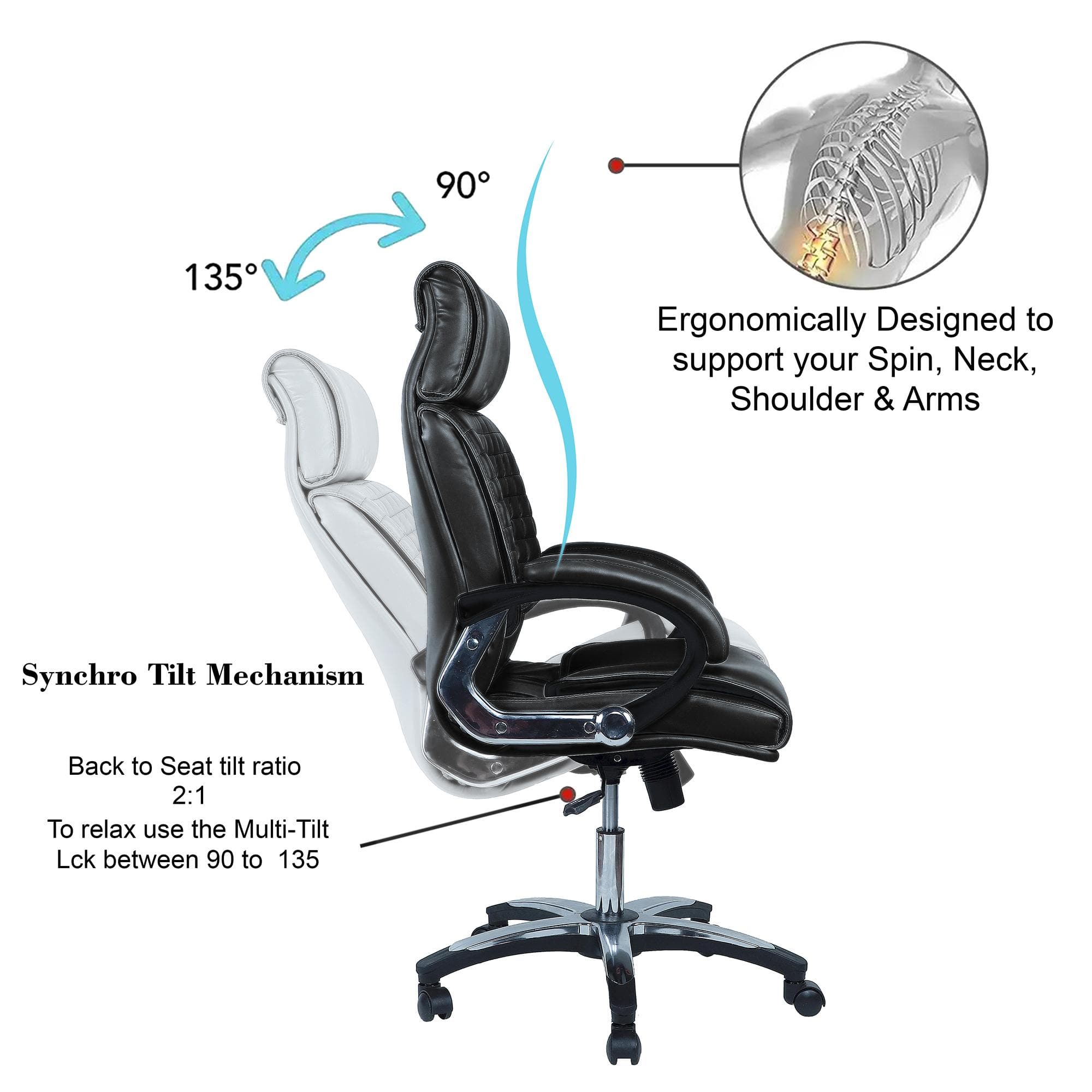 Mearisha High Back Executive Chair in Black Colour