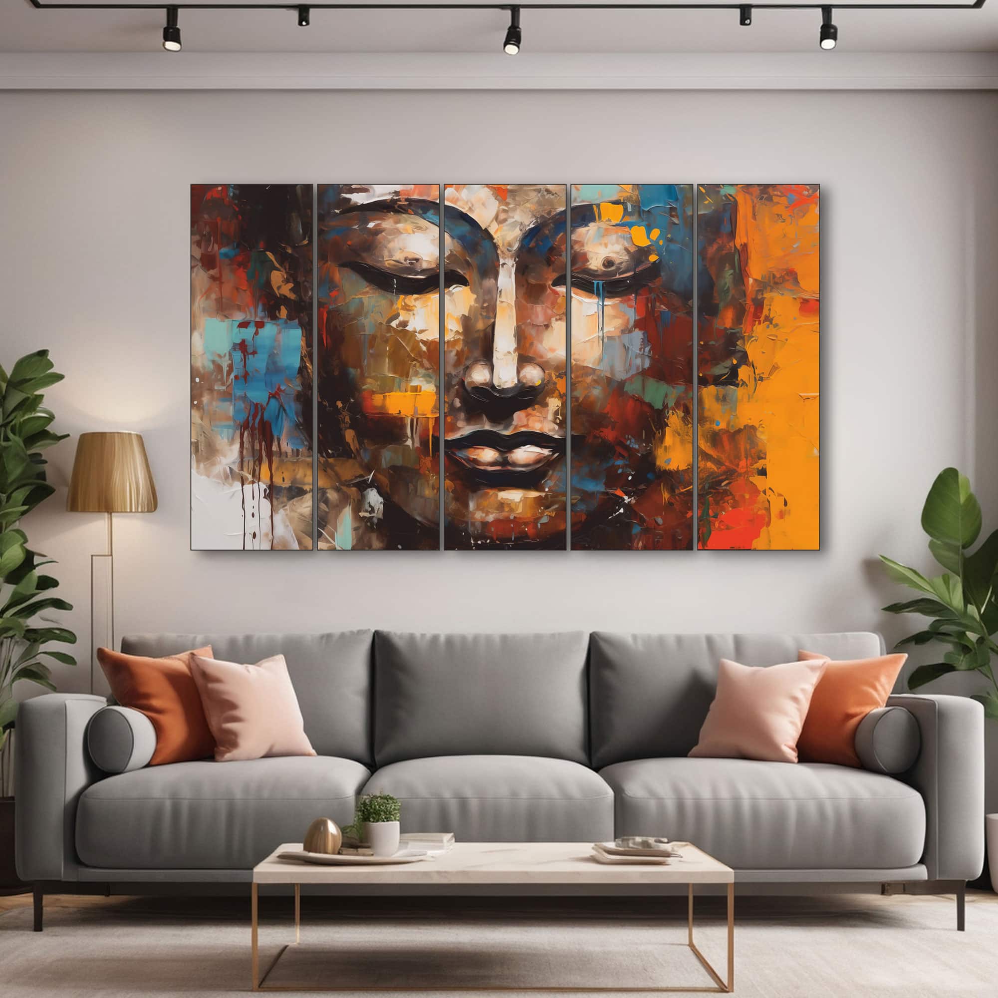 The Castle Decor Lord Buddha Meditation Wall Art Framed Painting 27x48 Inch (Style 15) - The Castle Decor