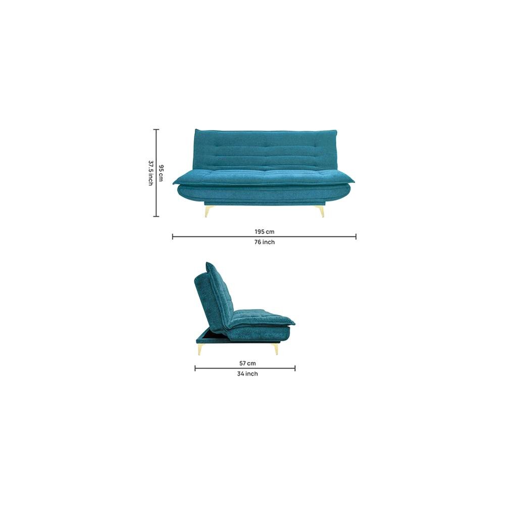 Merol 3 Seater Sofa Cum Bed In Tourquise Color