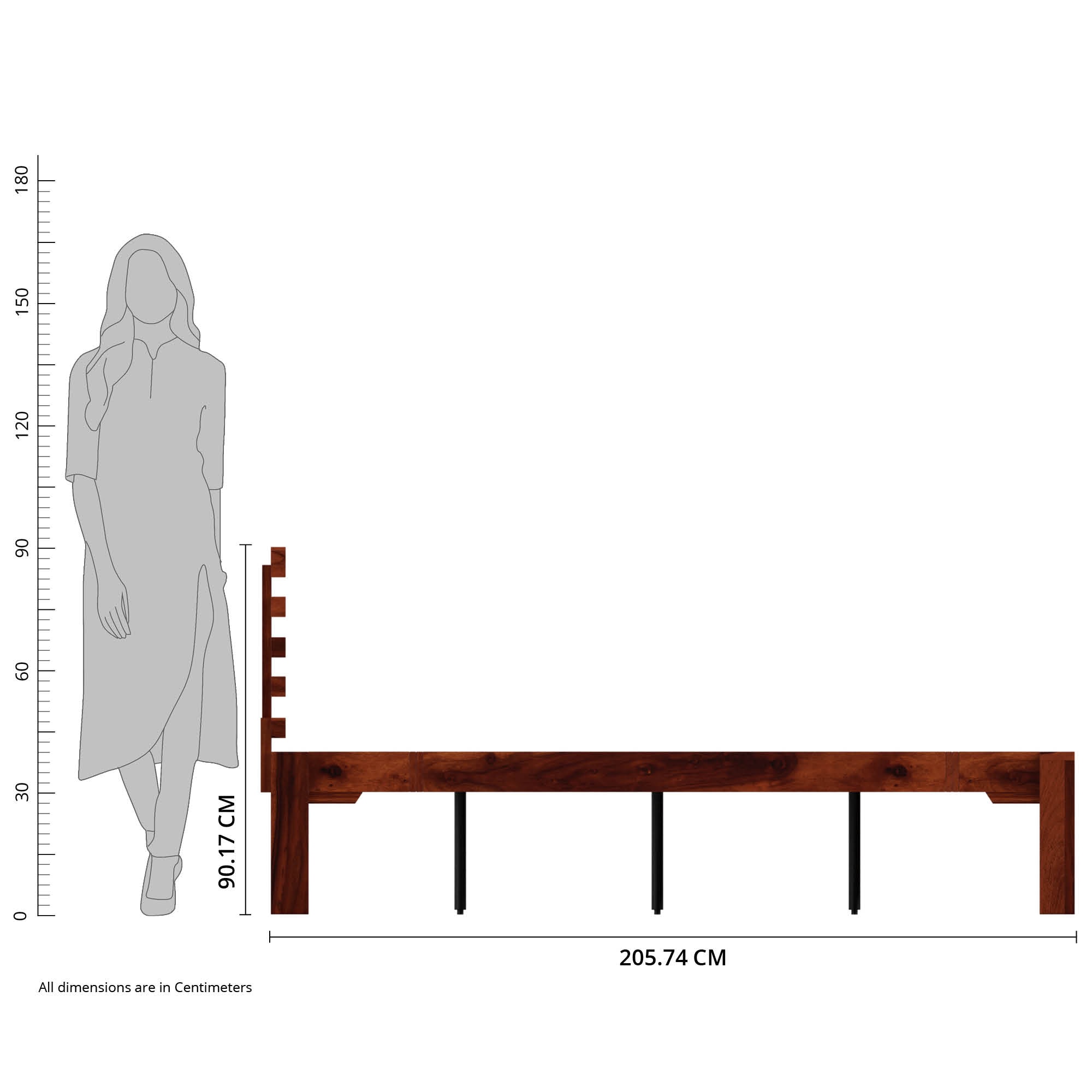 Penta Solid Wood King Size Non Storage Bed In Honey Oak Finish