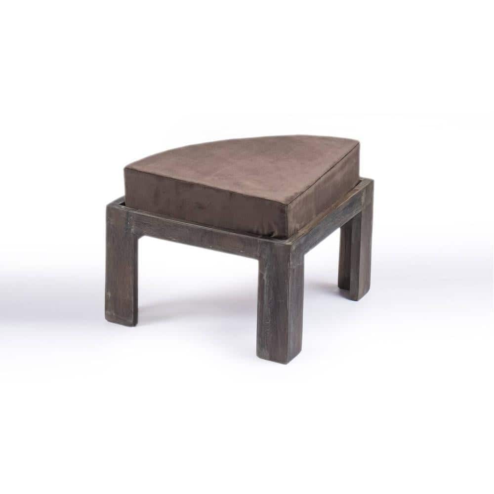 Nashville Sheesham Wood 4 Seater Coffee Table Set In Antique Grey Finish Grey Velvet Cushion
