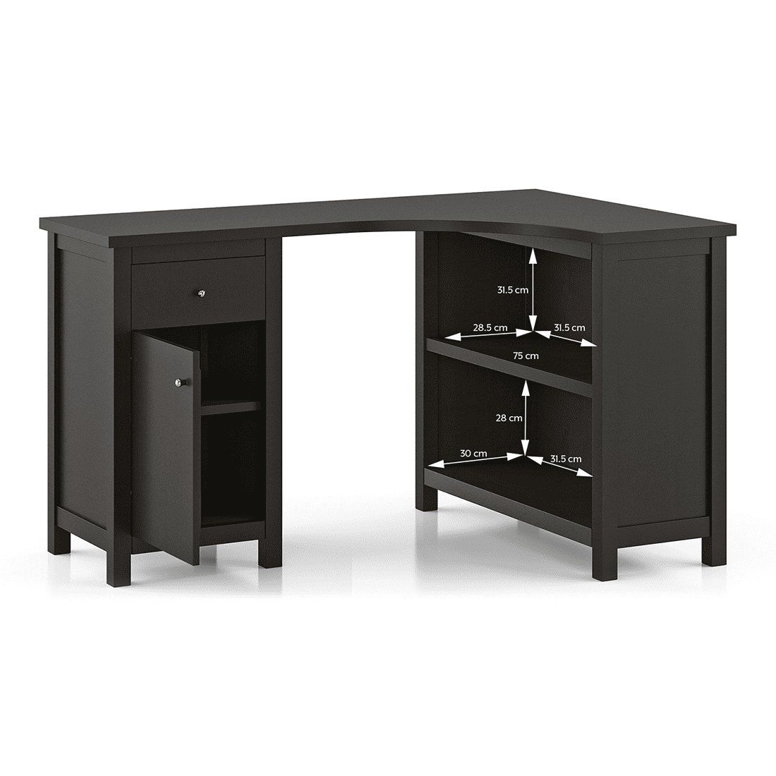 Dickens Corner Desk in American Walnut Finish