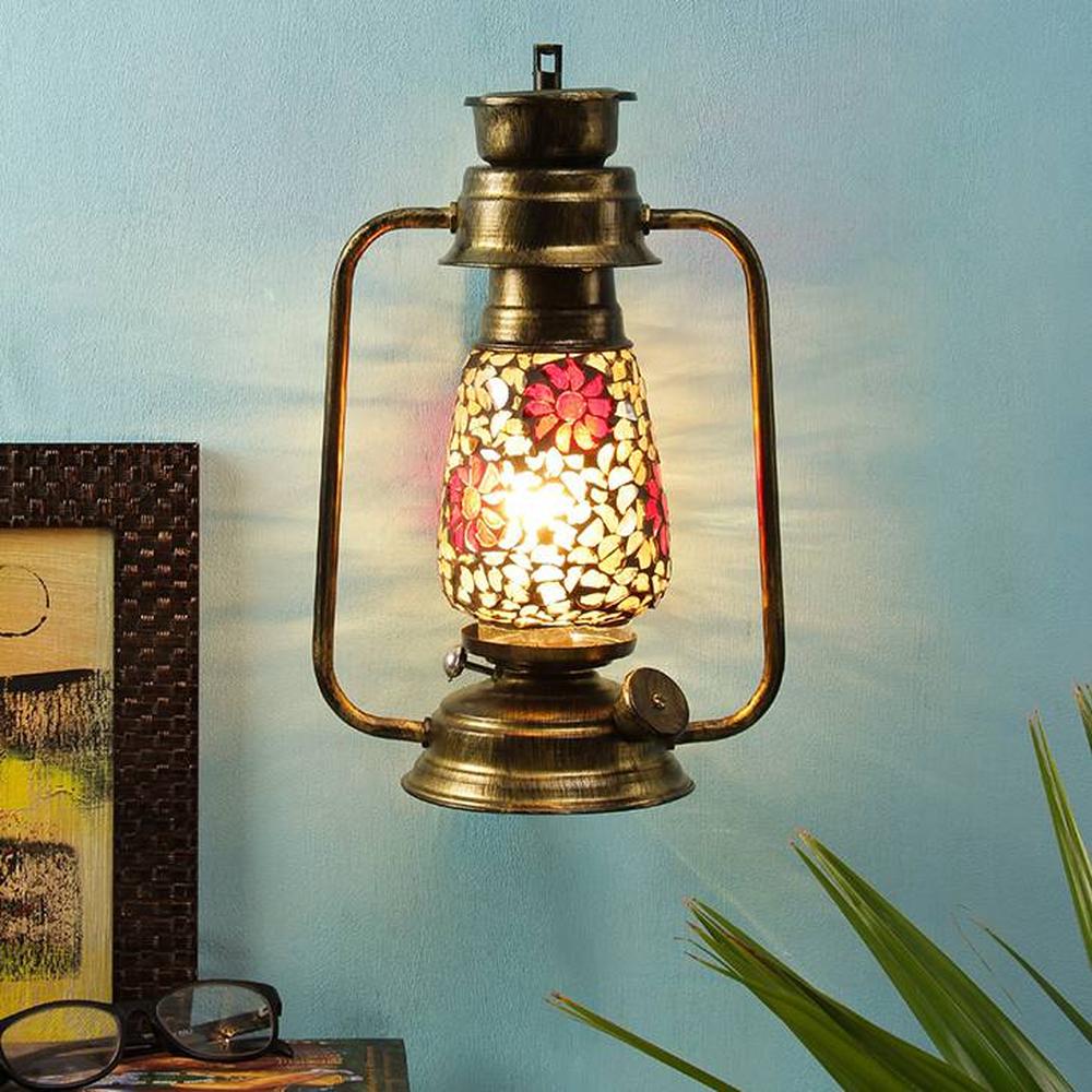 Everly Multicolor Metal Wall Mounted Lantern Lamp