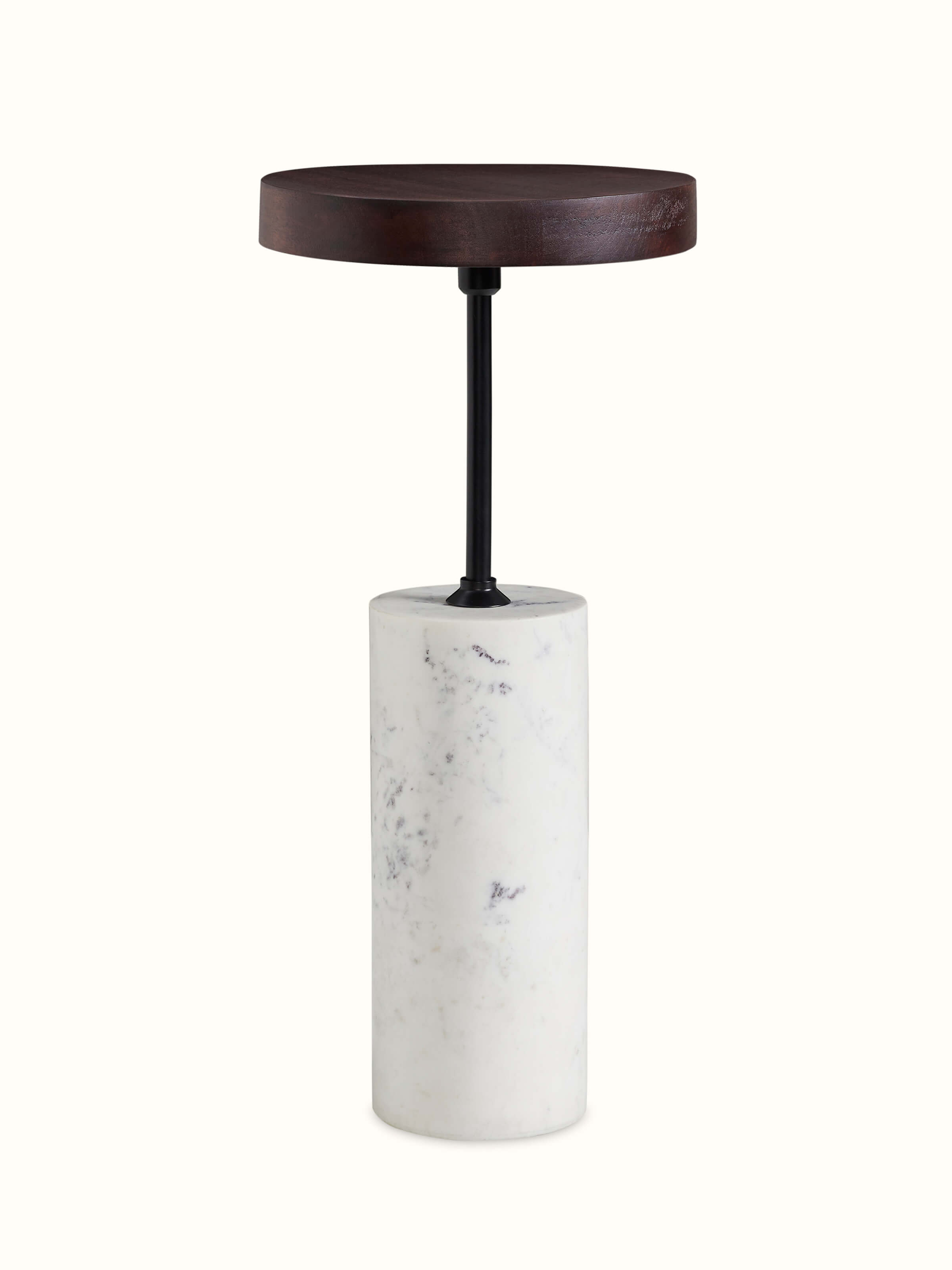 Marble Stone Carving Walnut Finish End & Side Table