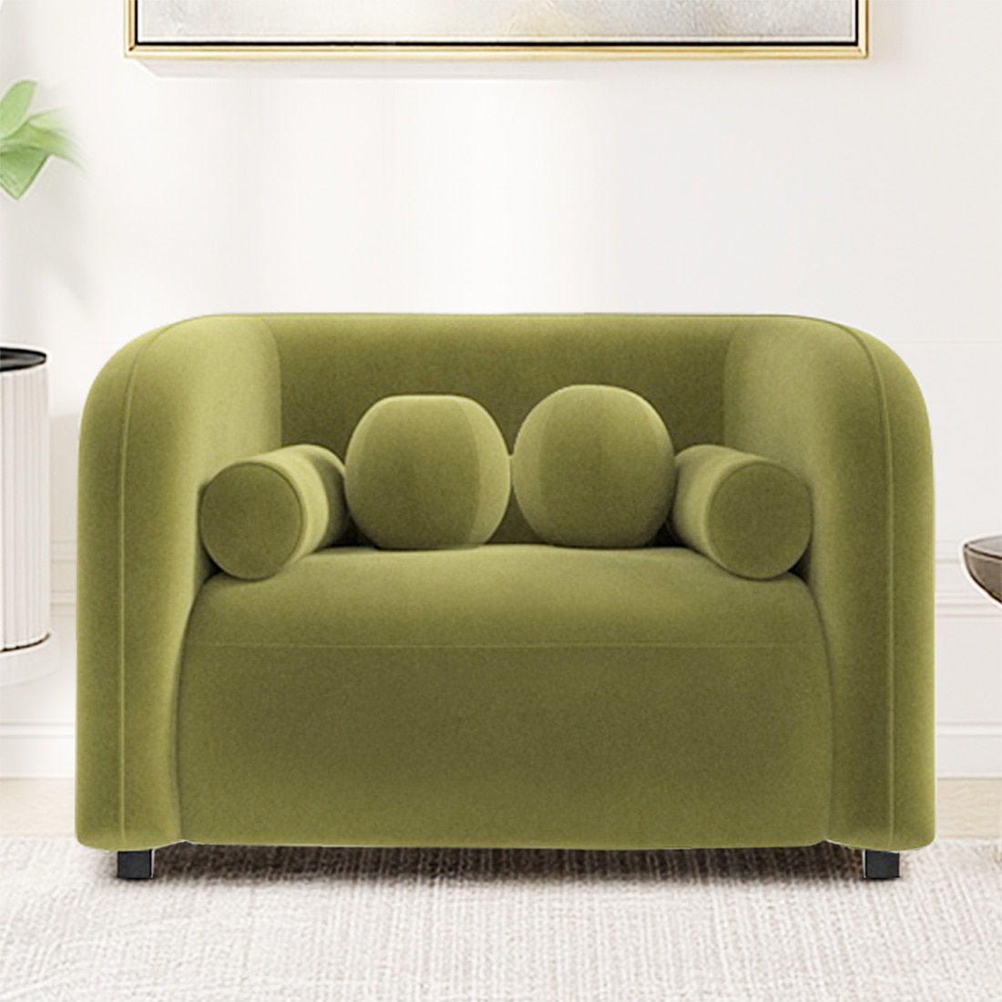 Homro Velvet 1 Seater Sofa in Mint Green Colour - Home Lifestylez