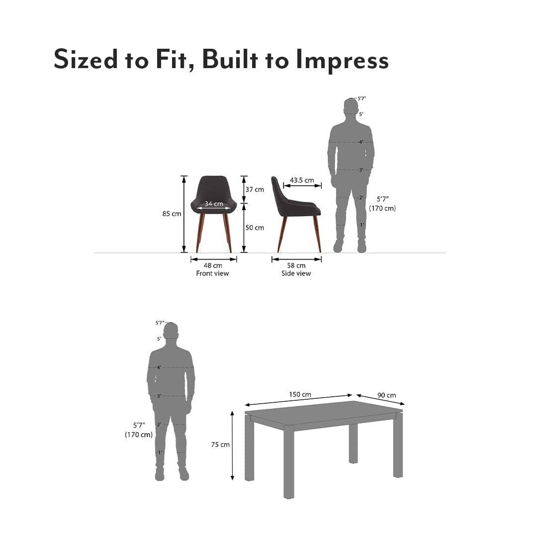 Atlas Solid Wood 6 Seater Compact Dining Table With Rickman Lounge Chairs