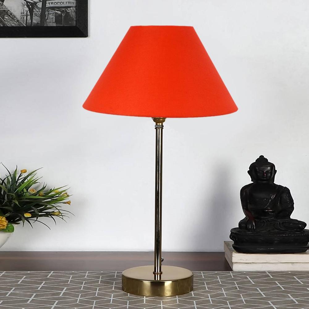 Orange cotton with Metal Gold Table Lamp