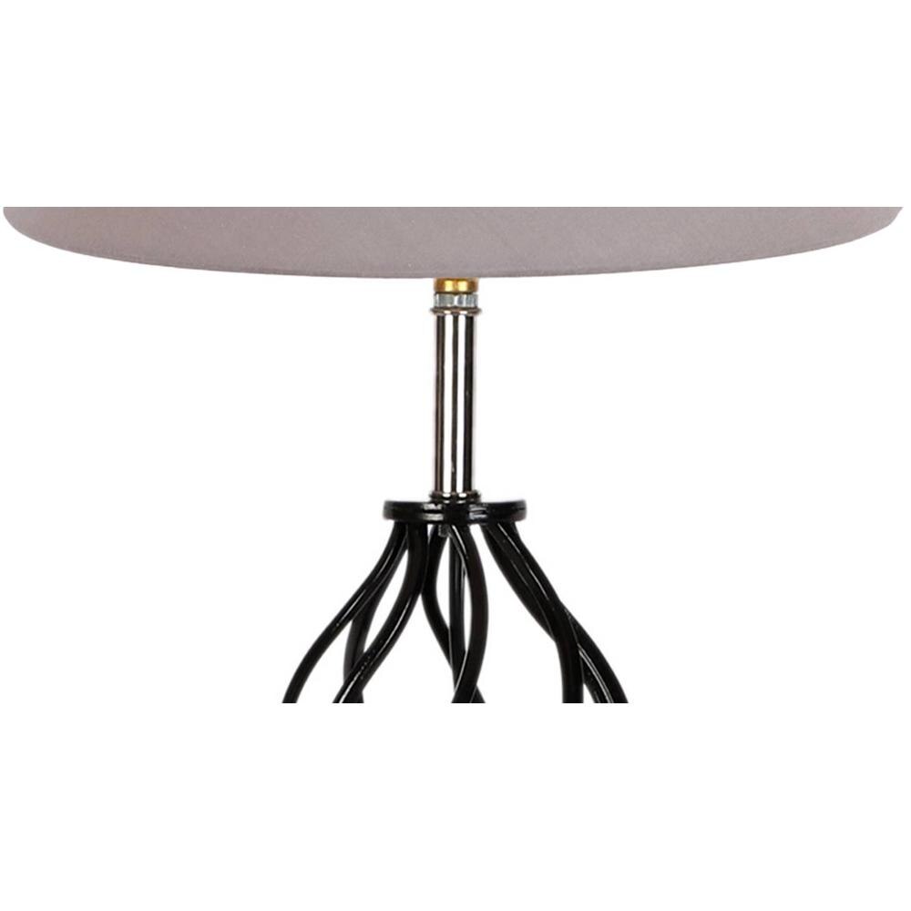 Alivia Grey cotton Table lamp with Wood & Iron Base