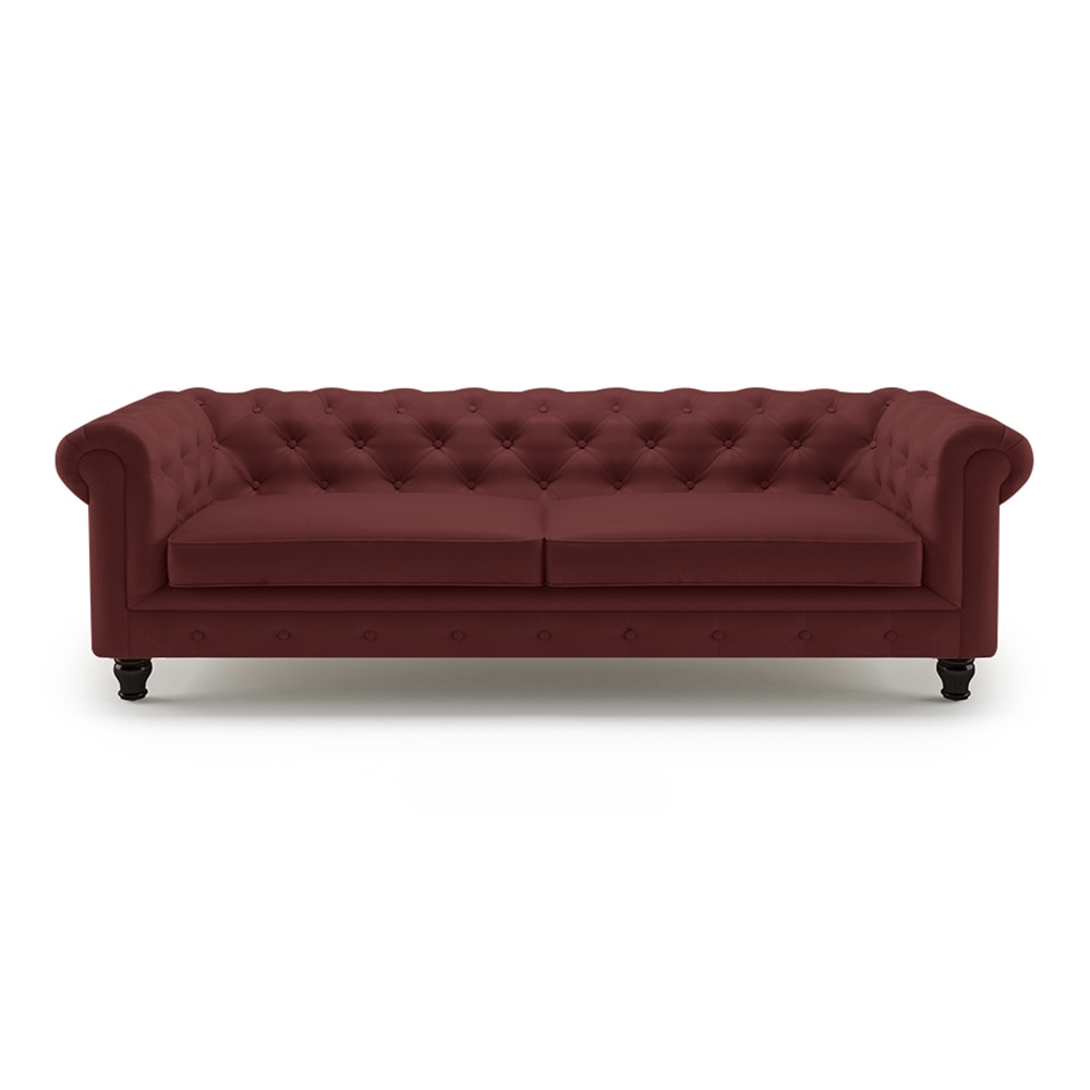 Winchester 3 Seater Leather Sofa in Wine Colour