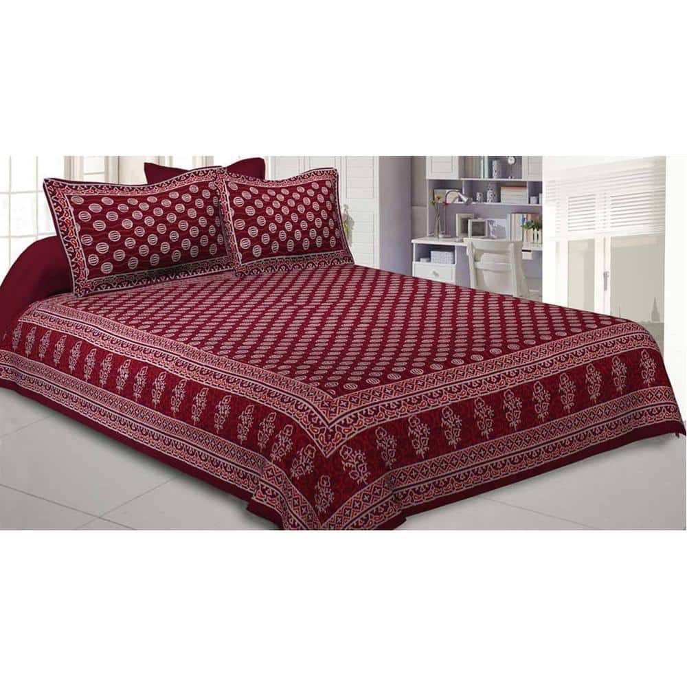 Wassim Multicolor Abstract 150 TC Cotton Double Size Bedsheet with 2 Pillow Covers