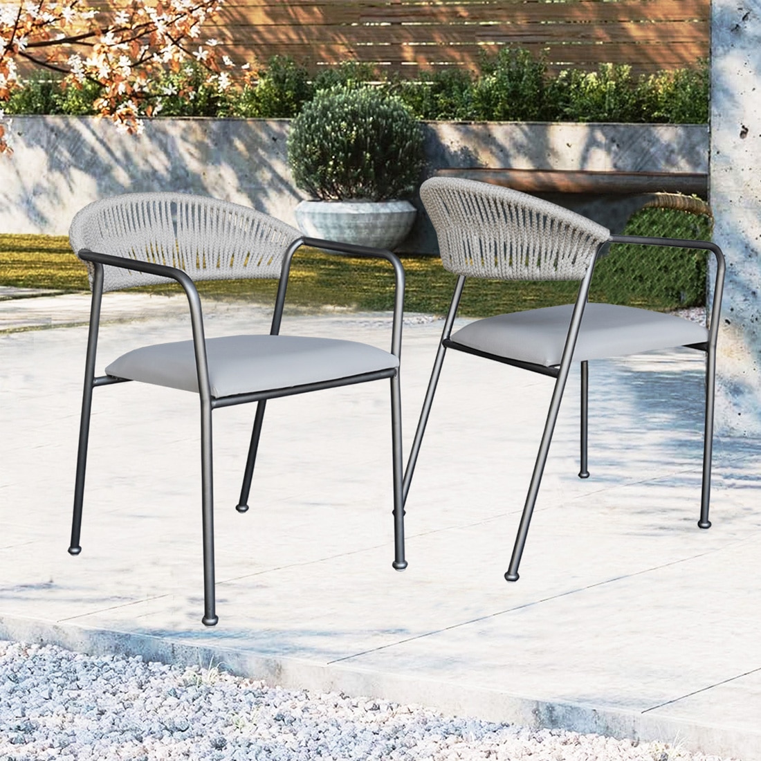 Costa Outdoor Table Set with 1 Table and 2 Chairs Gun Metal In Grey