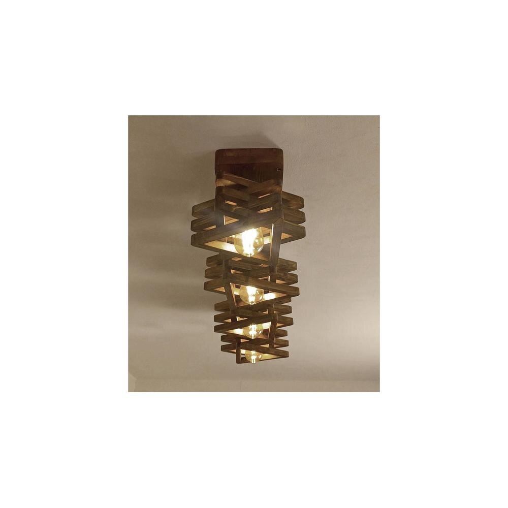 Star Brown Solid Wood Ceiling Light