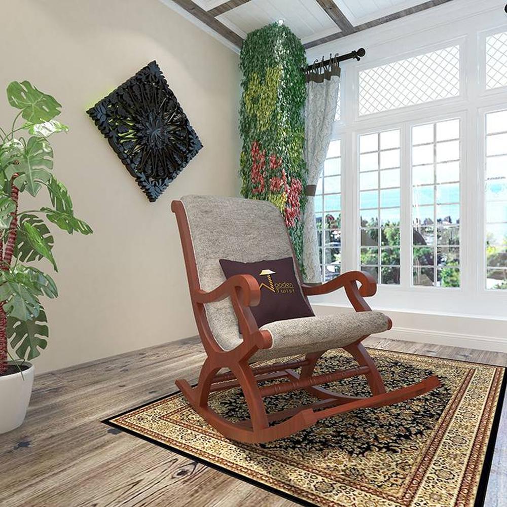 Lorryn Solid Wood Rocking Chair in Beige Colour