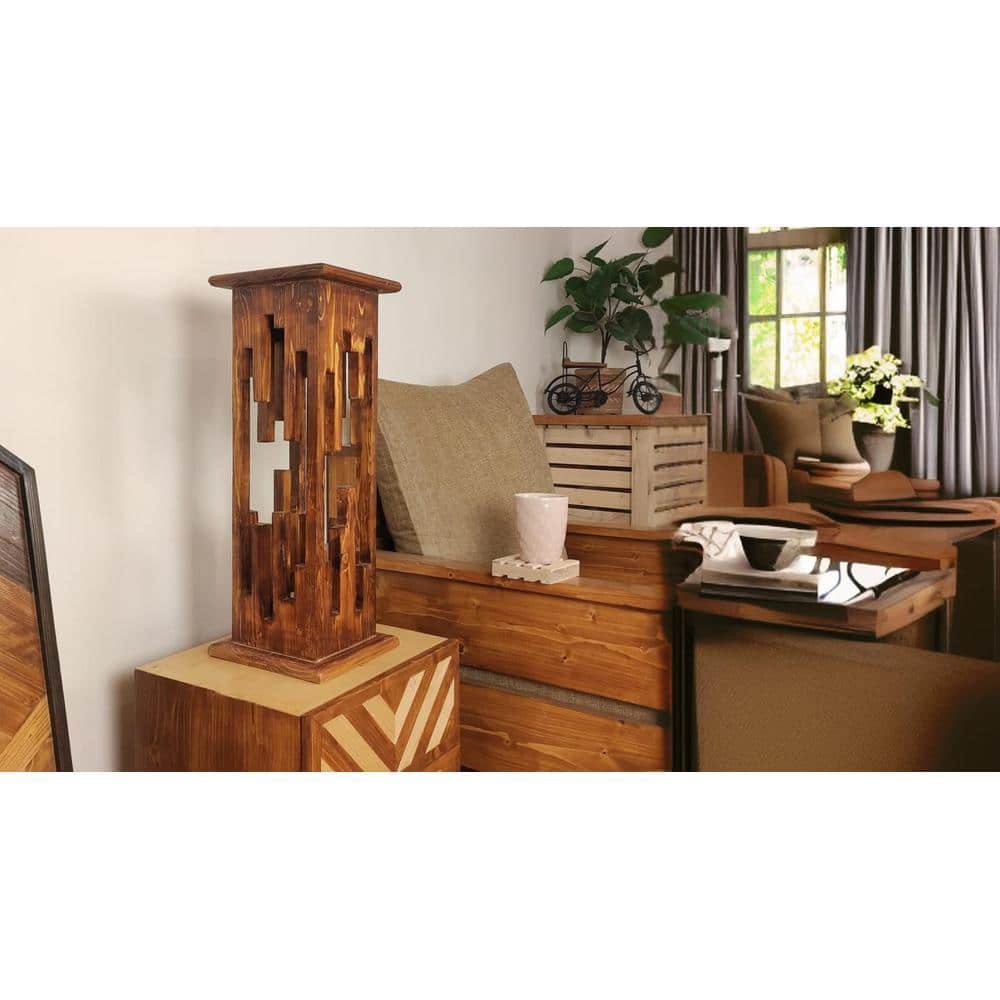 Disperse Wooden Table Lamp with Brown Base