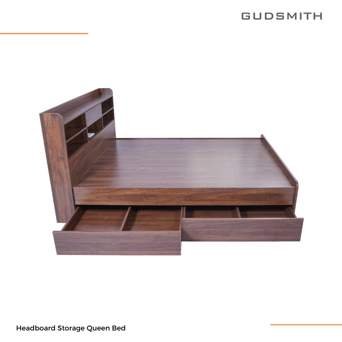 Esmeralda Queen Bed with Headboard and 4 Drawer Storage