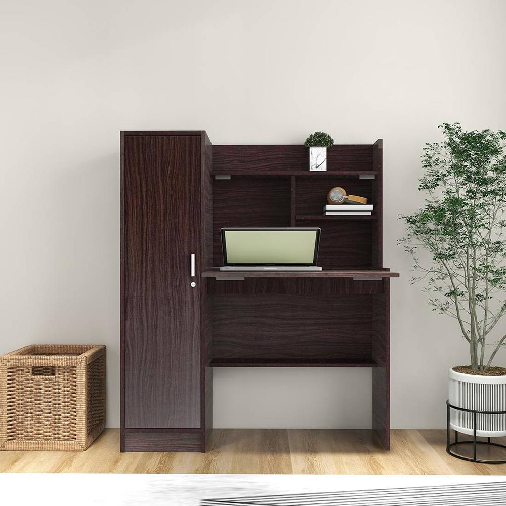 Nakamura Study Table with Cabinet in Dark Brown Finish