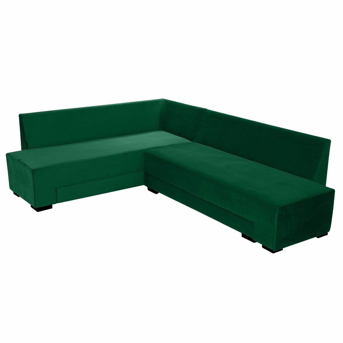 Melo 3 Seater Left Sectional Velvet Sofa Cum Bed in Green colour