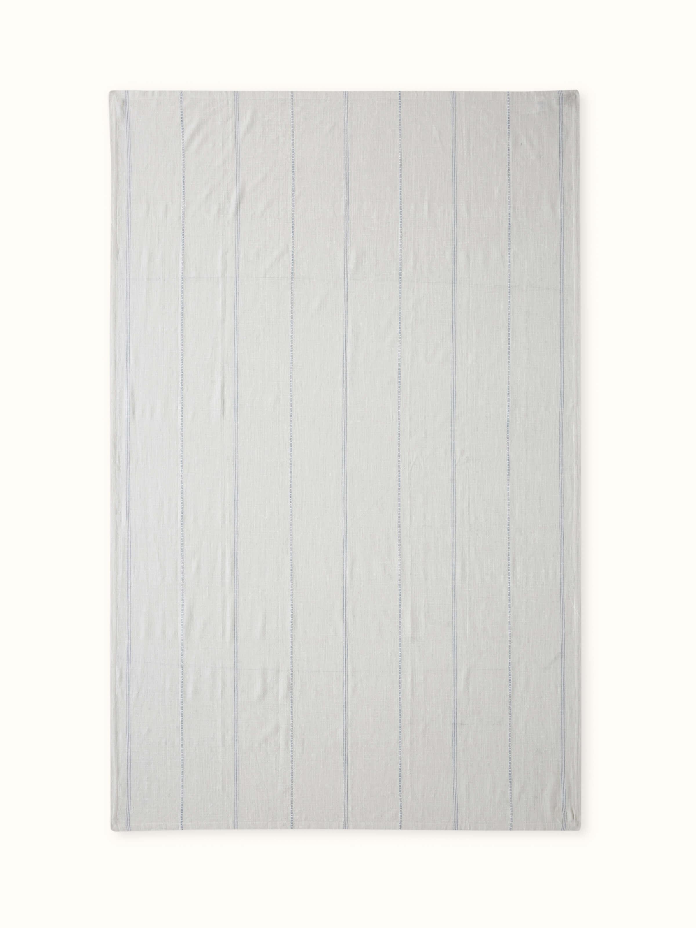 Full front view of Arth Light Blue Stripe Cotton Handloom Table Cover – elegant handwoven fabric