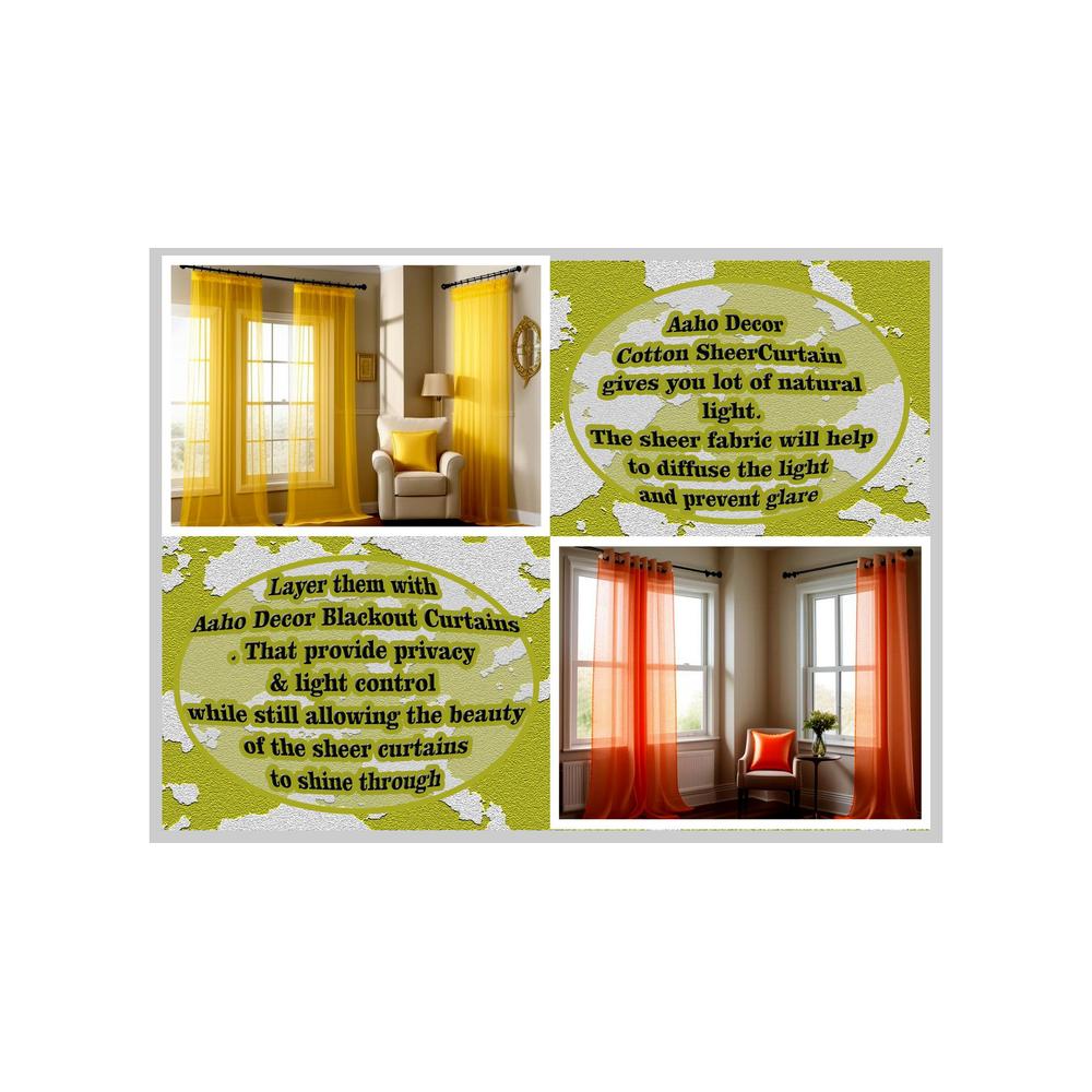 linen net Pack of 2 Sheer Door  Curtains.