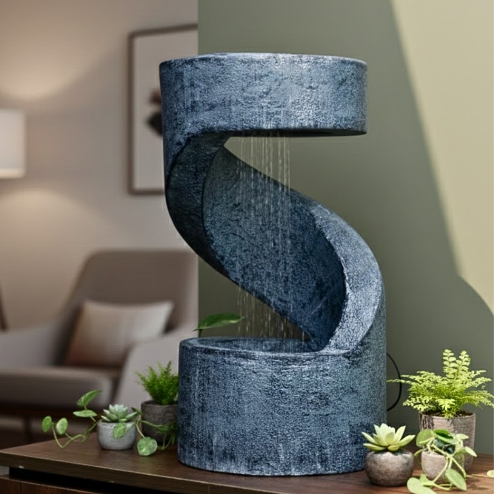 expleasia Grey Square Planter Indoor Water Fountain-picture-13