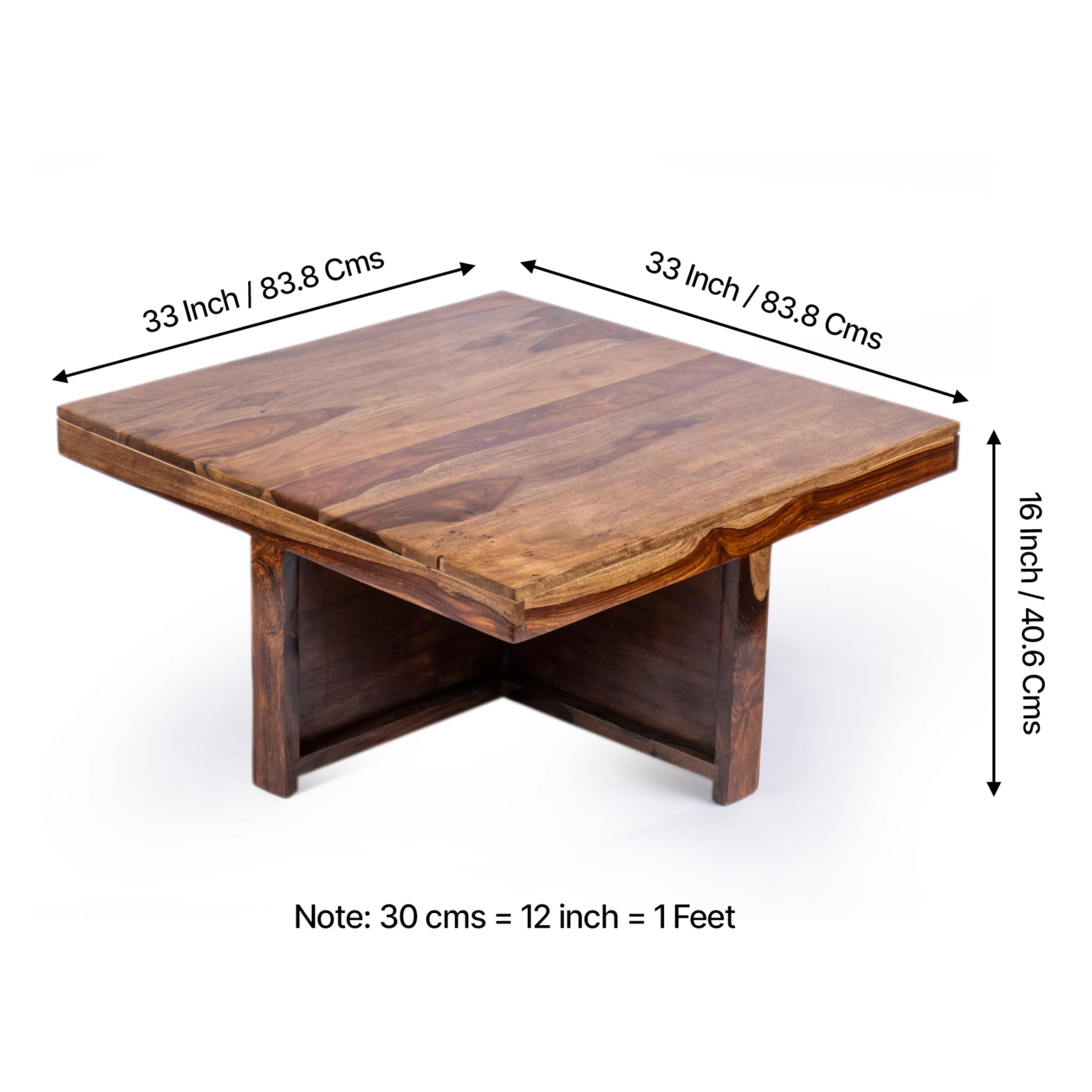 Blane Sheesham Wood 4 Seater Coffee Table Set In Teak Finish