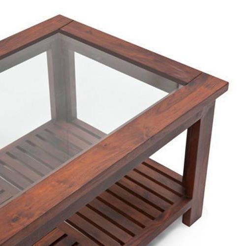 Claire Rectangular Solid Wood Coffee Table In Teak Finish