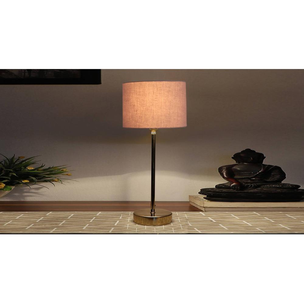 Grey cotton with Metal Gold Table Lamp