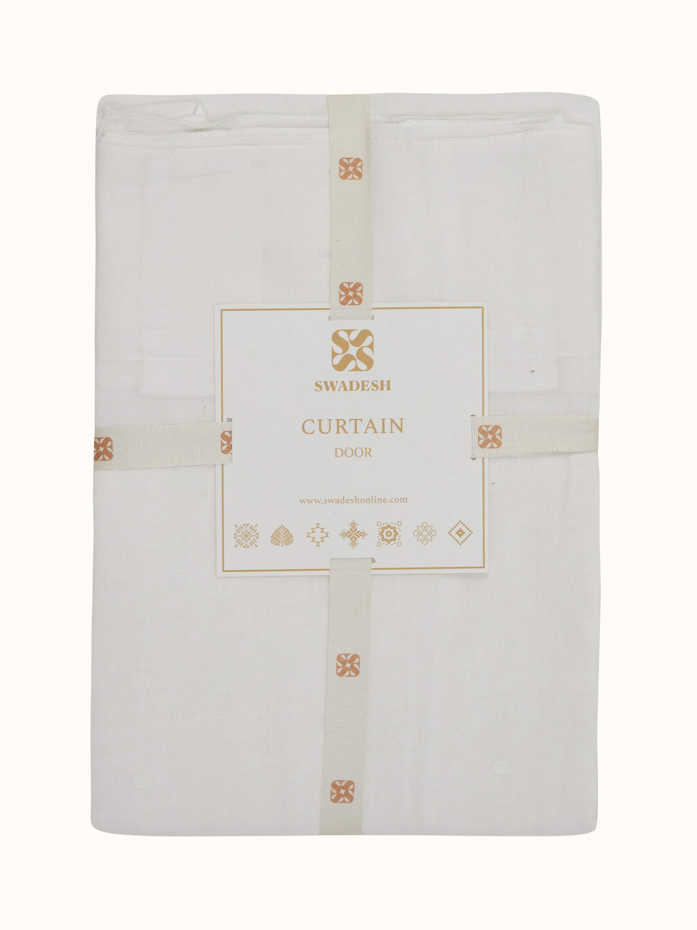 Kalpanama Ivory Buti Handloom Cotton Curtain (7 Ft)