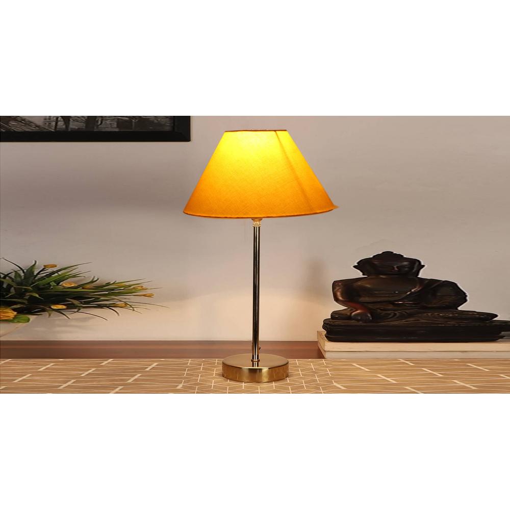 Yellow cotton with Metal Gold Table Lamp
