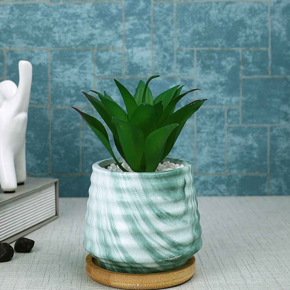 White 1 Pieces Succulent Artificial Plant With Pot